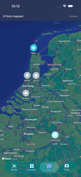 A map of finds across the Netherlands.
